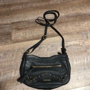 Miss Me Black Leather Crossbody
